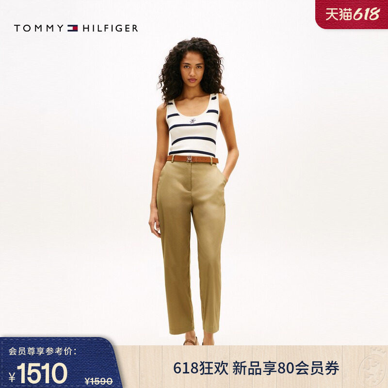 Tommy26春夏新款女装舒适轻薄半松紧腰商务职场通勤九分裤休闲裤