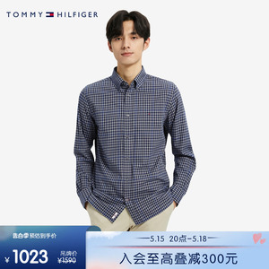 Tommy 秋冬男装保暖棉羊绒混纺休闲格纹尖角扣合身衬衫外套28438