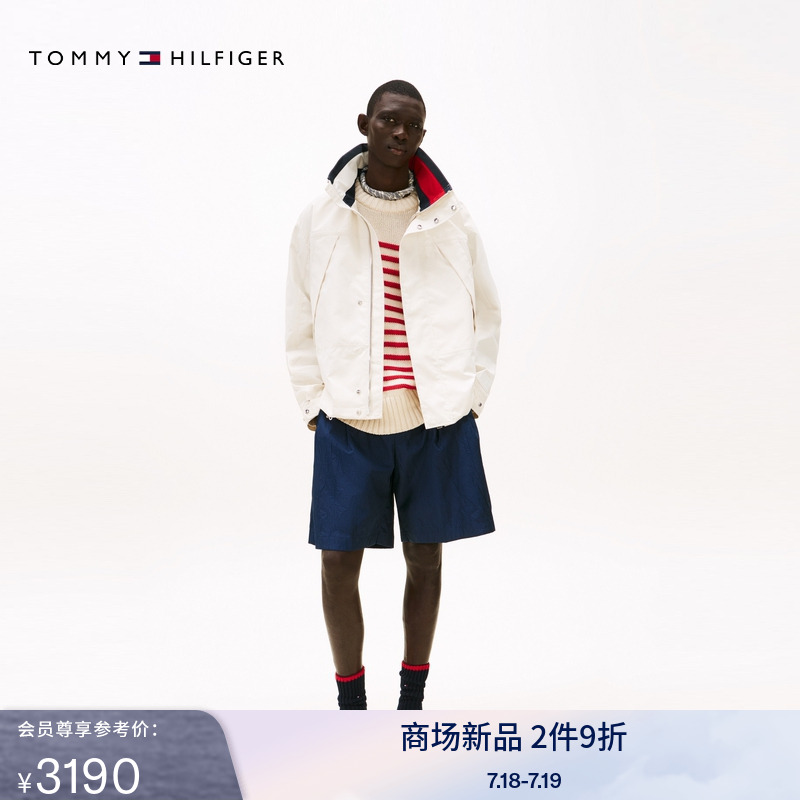 Tommy男装压褶腰边宽松运动短裤