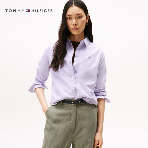 Tommy女装纯棉牛津纺长袖衬衫