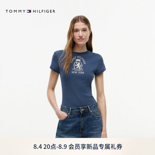 Tommy女装纯棉徽章印花短袖T恤