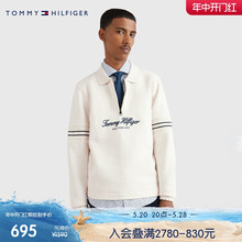 Tommy 男装时尚拼色艺术体字母刺绣拉链半襟翻领卫衣MW0MW27896