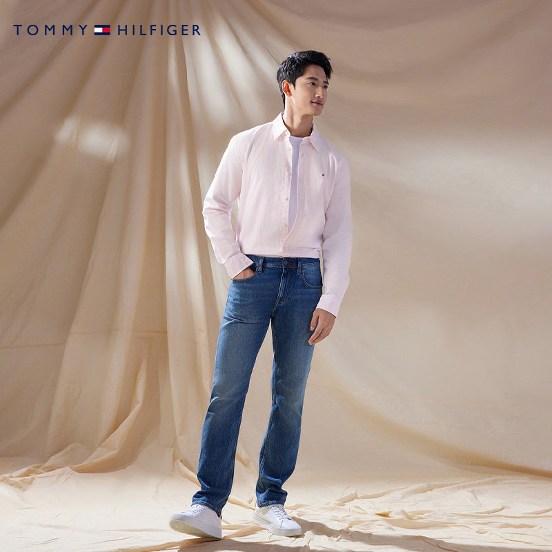 Tommy男装复古做旧直筒牛仔裤