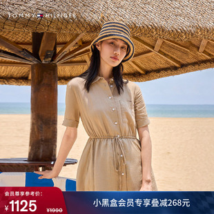 海边度假风气质收腰显瘦衬衫 Tommy春夏女装 裙连衣裙 舒适亚麻