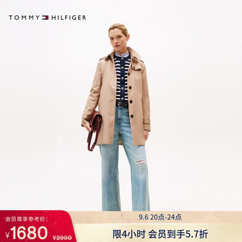 Tommy女装系带收腰翻领铺棉夹克