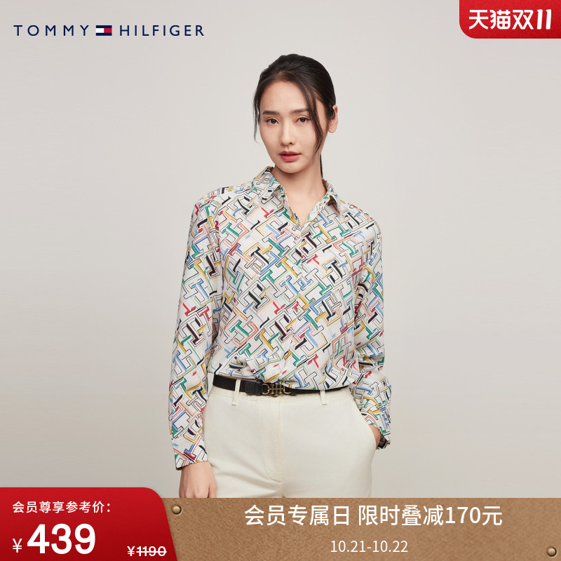 Tommy女装炫彩字母活力宽松衬衫
