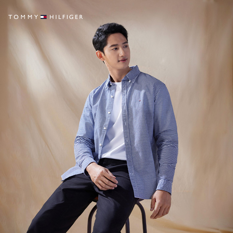 Tommy男装牛津纺格纹休闲衬衫