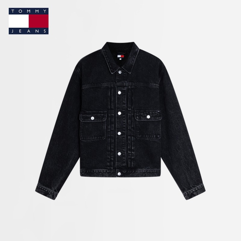 Tommy26春夏新款男装莱赛尔混纺美式复古双口袋翻领牛仔夹克外套,男装,牛仔外套,淘宝优惠券,粉丝福利购,淘宝优惠卷