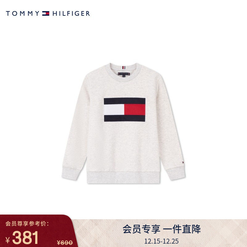 Tommy童装男旗标刺绣圆领卫衣