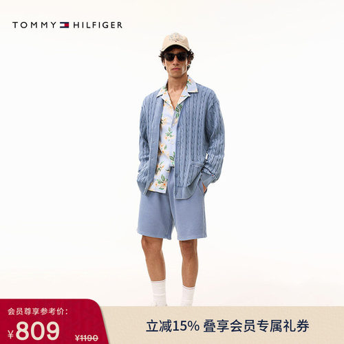 Tommy男装纯棉抽绳腰宽松短裤