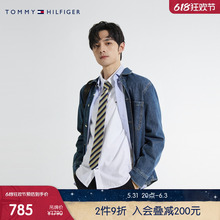 男装 Tommy 外套MW0MW29632 纯棉休闲通勤简约徽章刺绣牛仔衬衫