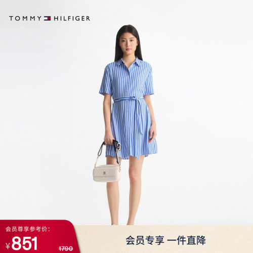 Tommy女装系带收腰衬衫裙连衣裙