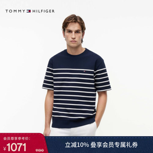Tommy男装撞色条纹宽松短袖T恤