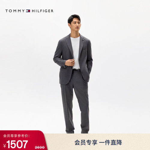 TommyLARDINI半松紧腰条纹西裤