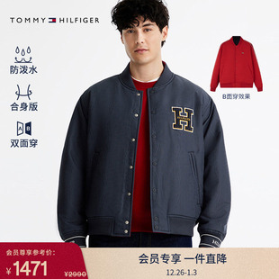 男装 Tommy25春夏新款 蛇年双面穿宽松棒球棉服夹克外套 防泼水