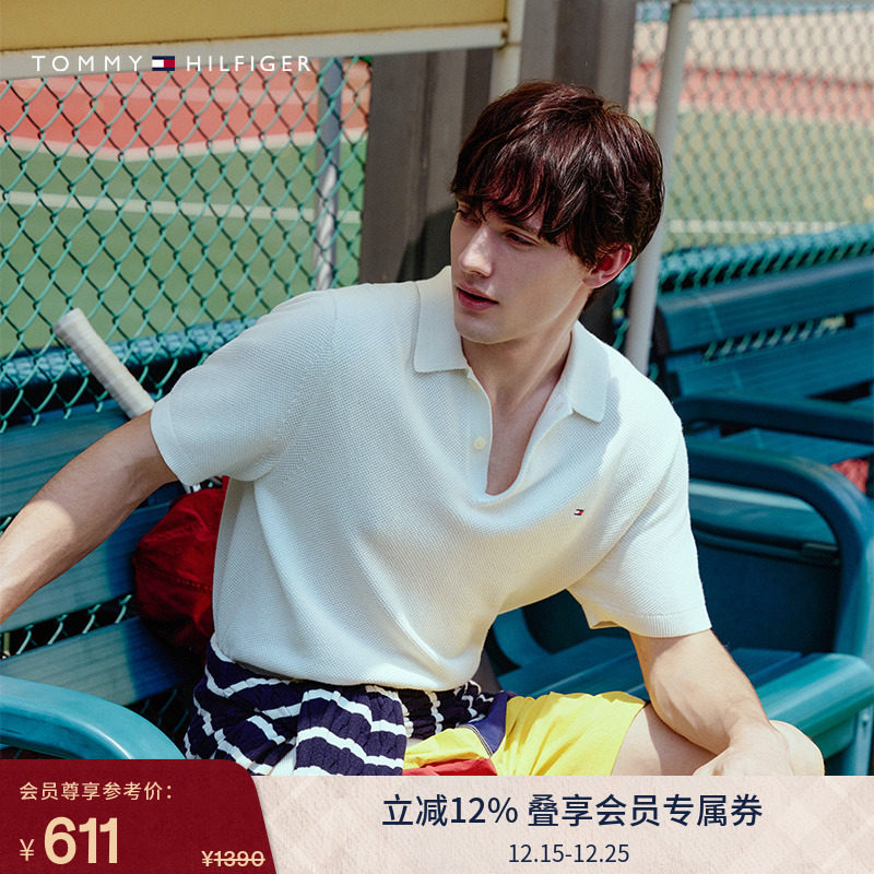 Tommy男装纯棉POLO领短袖针织衫