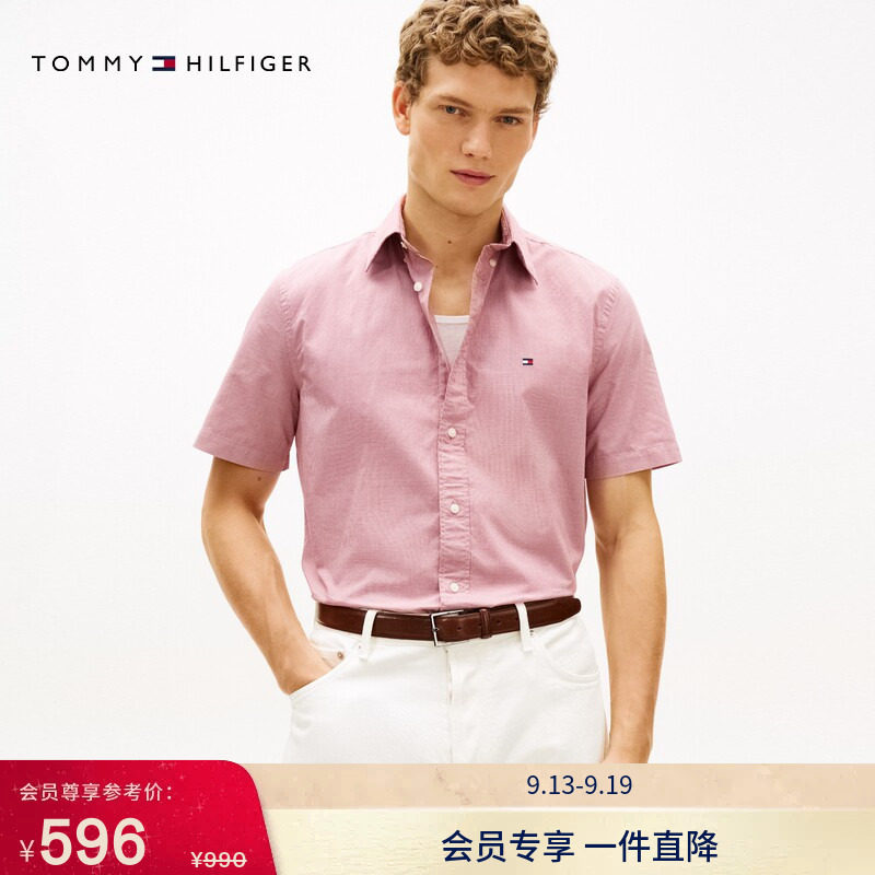 Tommy男装纯棉府绸千鸟格衬衫图片