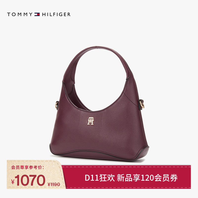 Tommy女装金属字母单肩饺子包