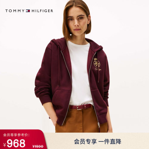 Tommy女装纯棉徽章刺绣卫衣开衫