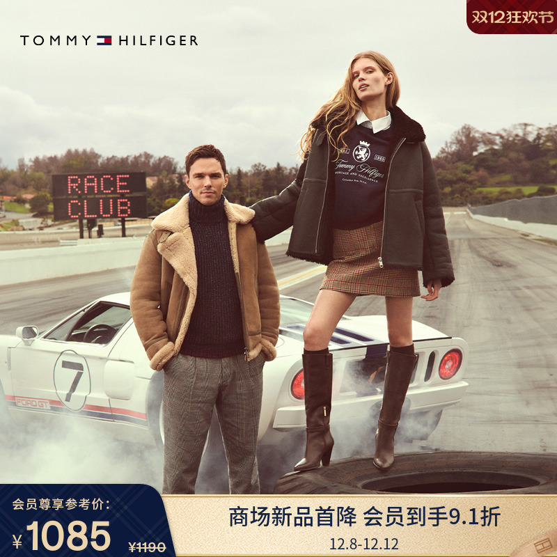 Tommy女装刺绣宽松抓绒圆领卫衣