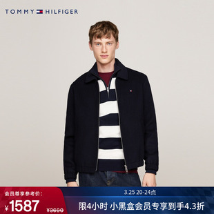 Tommy秋冬男装 羊毛混纺商务休闲纯色毛呢翻领大衣行政夹克外套