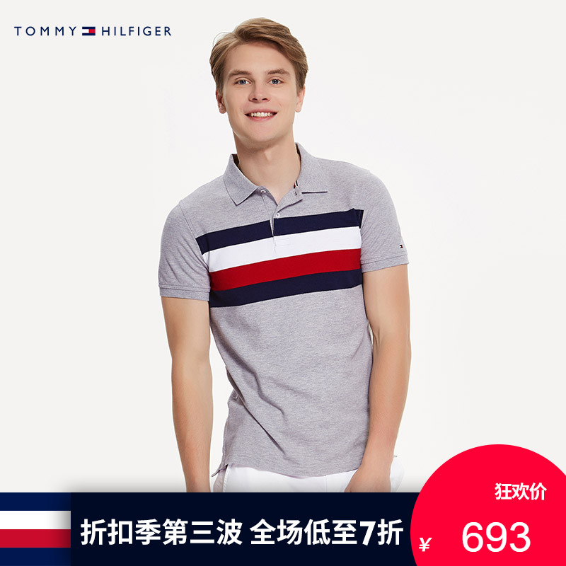 TOMMY HILFIGER男裝2018春夏條紋短袖POLO衫-MW0MW06178OS