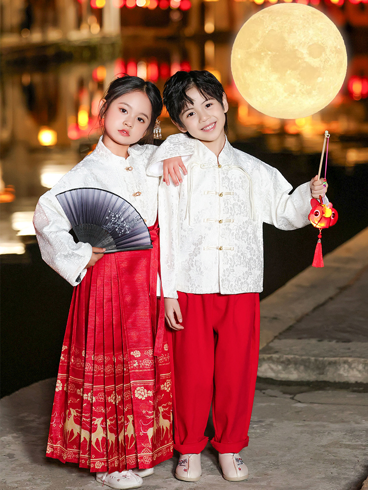 儿童合唱演出服中国风服装马面裙