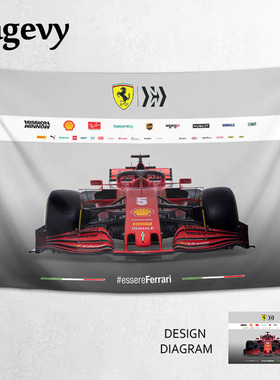 Scuderia Ferrari法拉利F1赛车队周边定制装饰海报背景布挂布墙画