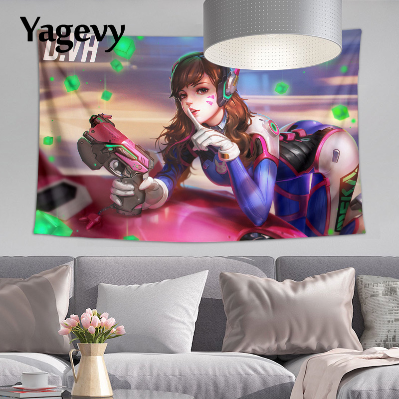 守望先锋宋哈娜D.Va性感景布挂毯挂布DVA海报周边少女卧室装饰背