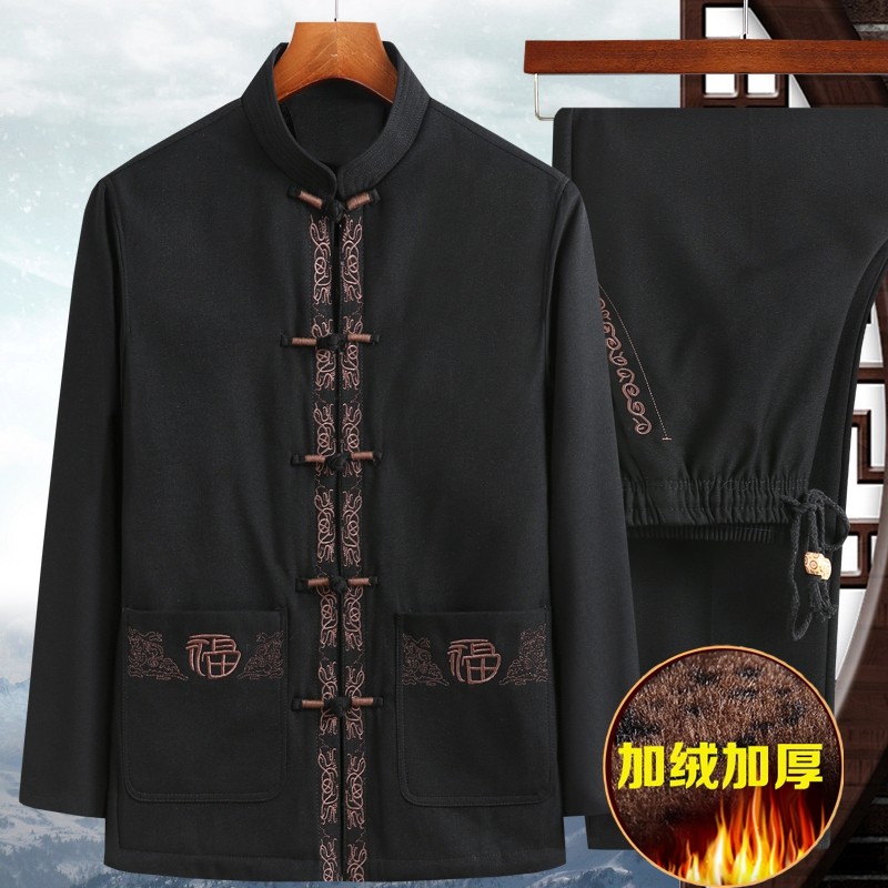 爸爸装秋冬装外套中老年人男棉衣服加绒加厚套装爷爷棉袄过寿唐装,男装,唐装,淘宝优惠券,粉丝福利购,淘宝优惠卷