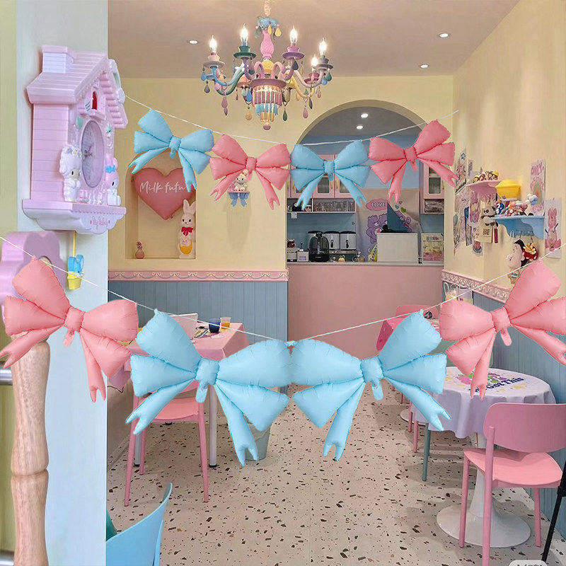 ins风蝴蝶结气球儿童生日派对装饰布置商场店面咖啡店橱窗装扮