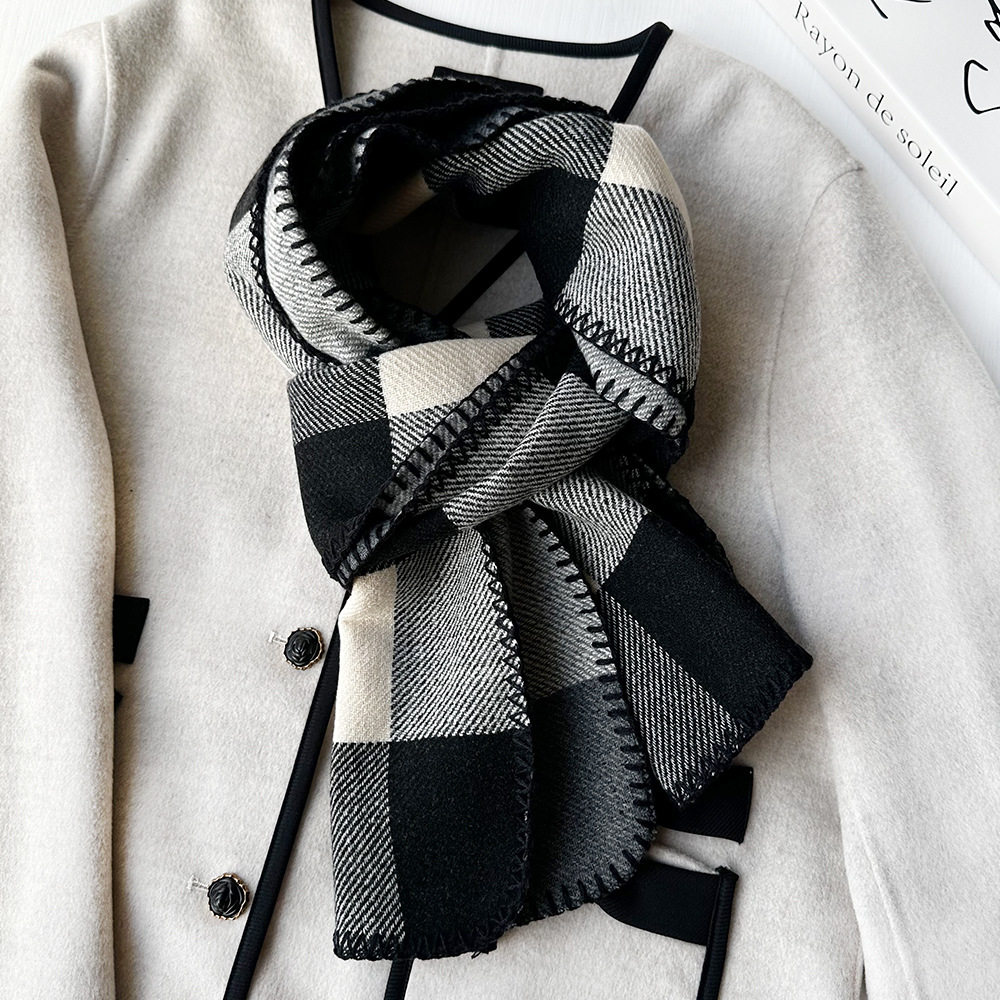 学院风格子围巾男女秋冬季加厚保暖高级感手工锁边情侣仿羊绒围脖,服饰配件/皮带/帽子/围巾,围巾/丝巾/披肩,淘宝优惠券,粉丝福利购,淘宝优惠卷