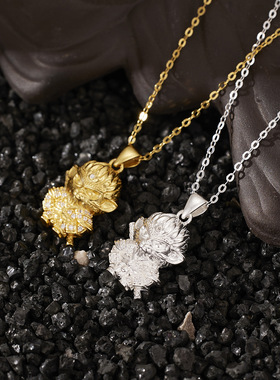 s925纯银镀黄金色黑神话3D立体孙悟空吊坠成魔猴哥斗战胜佛项链子