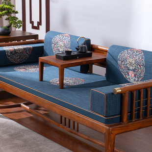 定制新中式红木沙发罗汉床专用坐垫五件套靠枕靠背垫套罩椰棕垫子