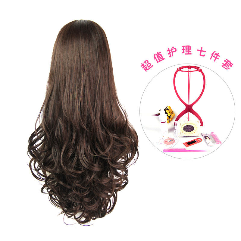 宫秀女士假发长卷发 蓬松 半头套梨花头 大波浪中分长发整顶假发