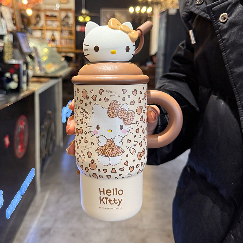 HelloKitty儿童保温杯女生2026新款高颜值冰霸杯学生大容量吸管杯