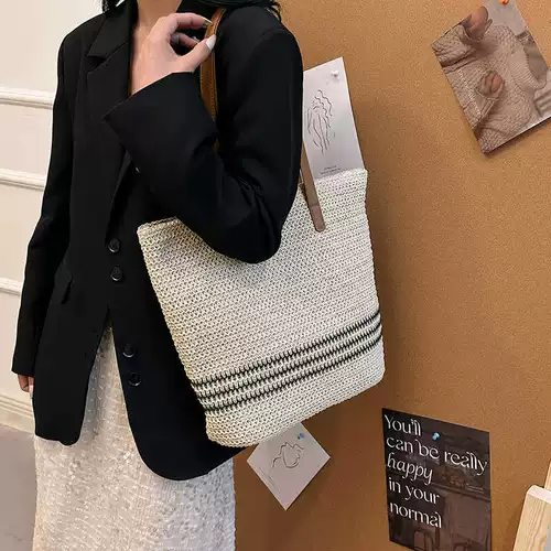 Плетеная вместительная и большая модная сумка через плечо, летняя универсальная сумка подмышку, в корейском стиле