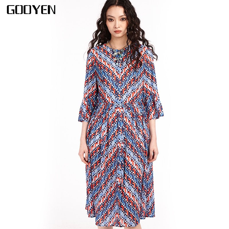 Gooyen|古源 专柜正品 【魔方靡丽】圆领中袖开衫连衣裙