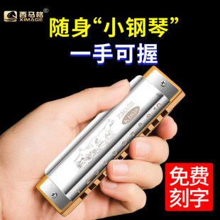 西马格十孔布鲁斯迷你小口琴初学者入门小学生专用C调10孔演奏级