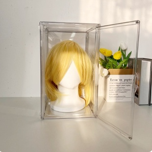 桌面假发收纳神器COS假发收纳盒防尘透明手办亚克力头模展示架厚