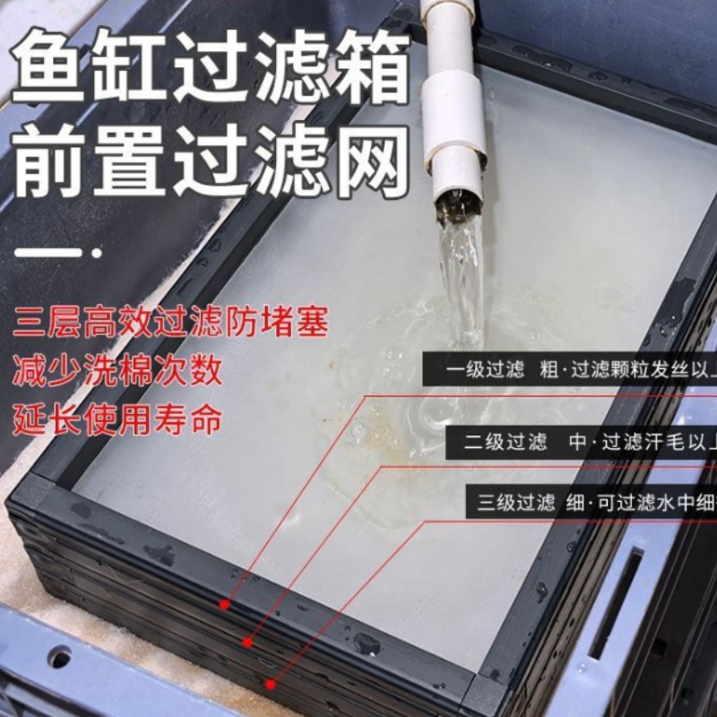 鱼缸过滤网筛超细池周转箱筛子300目鱼粪便杂质分离过滤网长条形