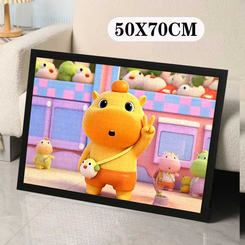 一千块拼图相框50x70相框1000片500块卡通动漫木质大尺寸框架挂墙