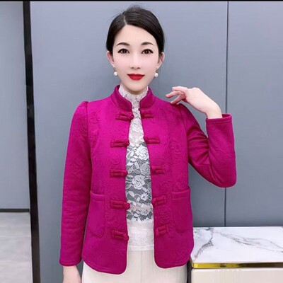 冬季加绒保暖外套新中国风气质外搭洋气复古减龄妈妈外套