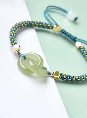 和田玉环环相扣手链女小众设计