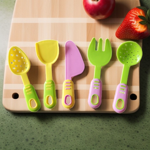 儿童过家家拼色小刀厨房迷你餐具幼儿园早教小摆件勺子饭勺漏勺