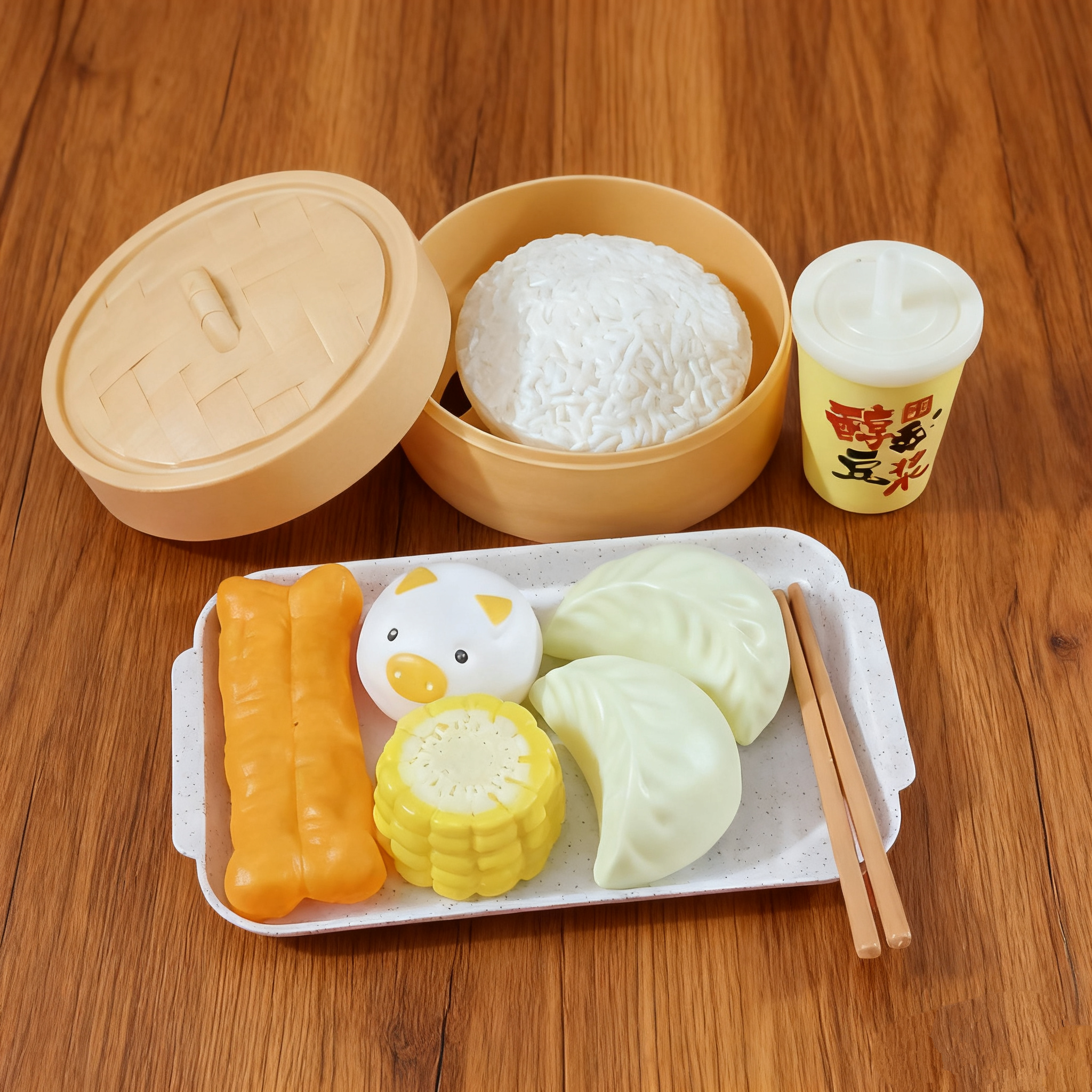 儿童过家家煮饭仿真蒸笼饭米饭模型小道具幼儿园早教益智教具摆件