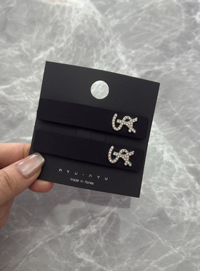 黑色布艺水钻字母气质发夹边夹侧边刘海夹一字夹bb夹发卡夹子头饰