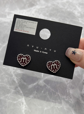 高颜值紫色爱心字母耳钉2025新款爆款高级感巨好看耳环气质耳饰