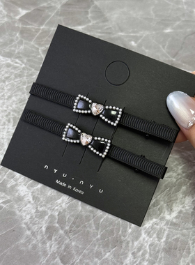 黑色蝴蝶结发夹边夹侧边刘海夹半扎发夹子头发后脑勺一字夹鸭嘴夹