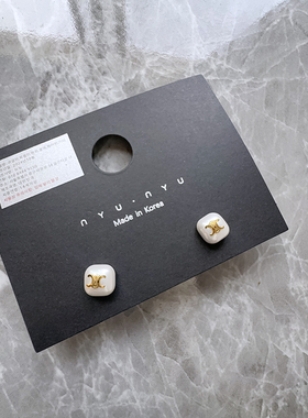 简约时尚方形马贝珠耳钉精致小巧螺丝拧扣气质百搭耳环高级感耳饰